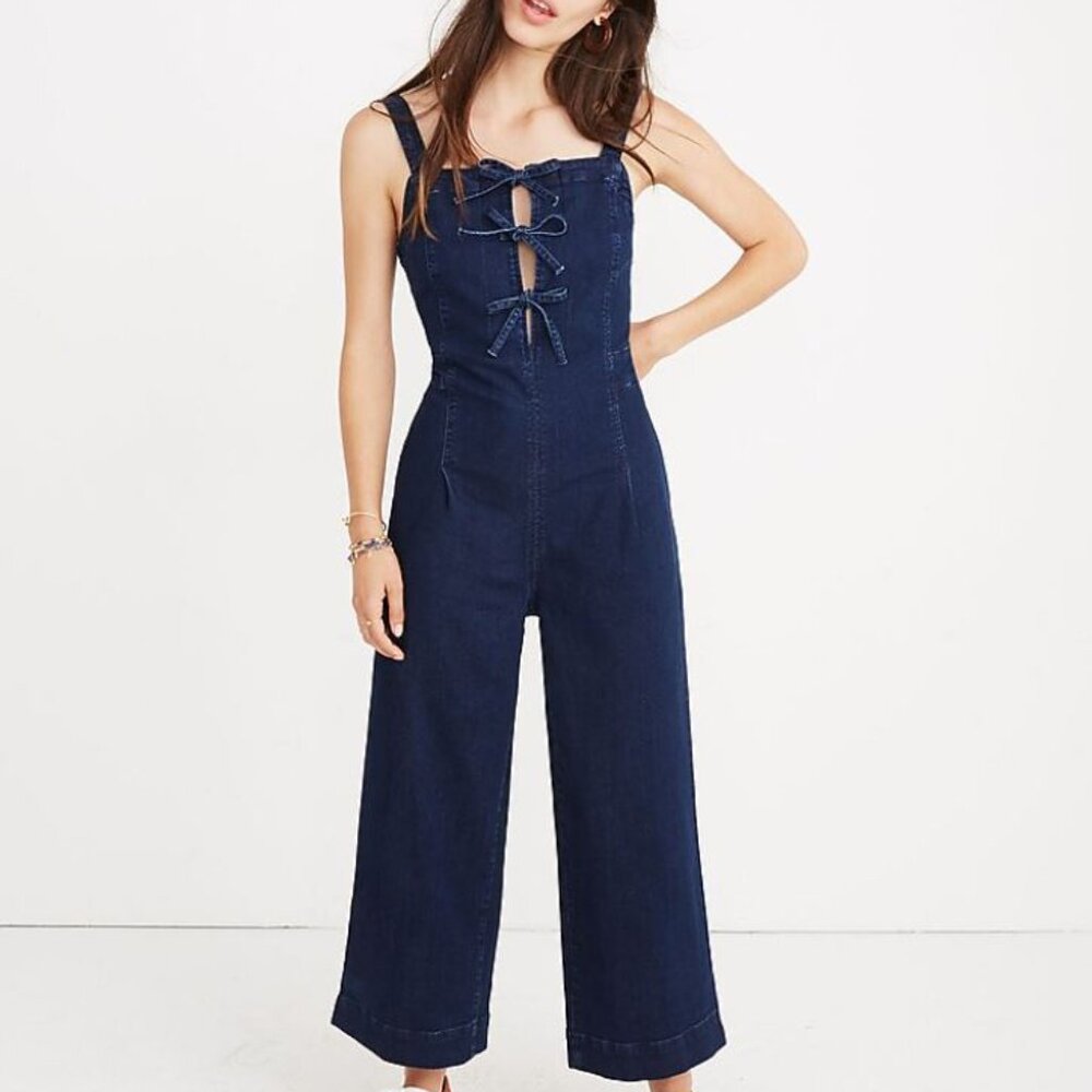 NWT Madewell Denim Tie-Front Jumpsuit 00